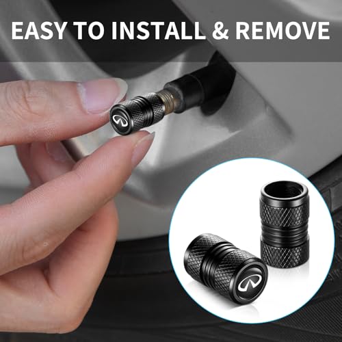 Image of Tire Valve Stem Caps, Compatible with Infiniti Series Stem Cap Universal Car Air Cover Car Accessories for Cars, SUV, Truck, Motorcycles 4pcs (Black)