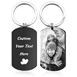 Easycosy Porte Clef Personnalisable Porte Clés Personnalisé Photo et Texte Gravé, Idée Cadeau Fete des Peres Personnalisé pour Papa Homme Femme Garçon Fils Maman Papy Ami Pour Noël, Fête des Pères