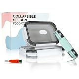 ohhunt Collapsible Silicone Food Storage Containers 3 PCS Saving Space Folding Transparent Bento Lun