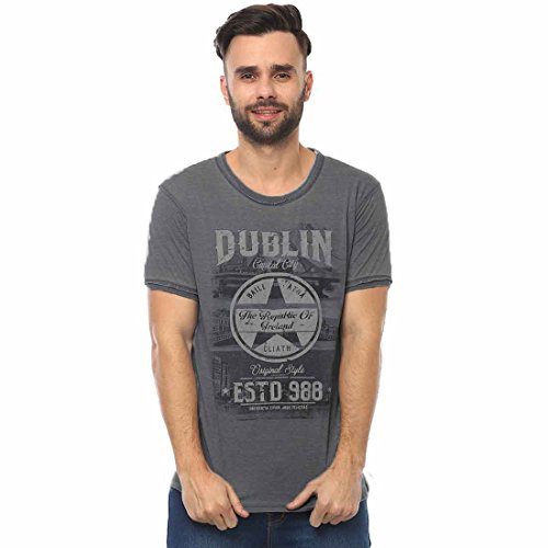 Dark Grey Dublin Capital City Unisex T-Shirt with Star Design and EST 988 Text