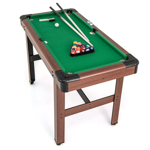HOMASIS Mini Billardtisch, Billiard Tisch mit 2 Queues 2 Kreiden 16 Bällen Dreieck & Bürste, Tischbillard für Bar & Party, Pool-Billardtische Billard-Spiel für Kinder & Erwachsene, 122x61x76cm (Grün)