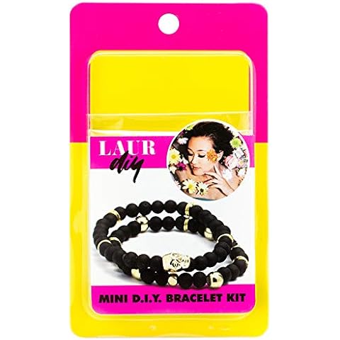 LaurDIY 37600066 Black Gold Stretch Bracelet Mini DIY Kit, Multi Cover