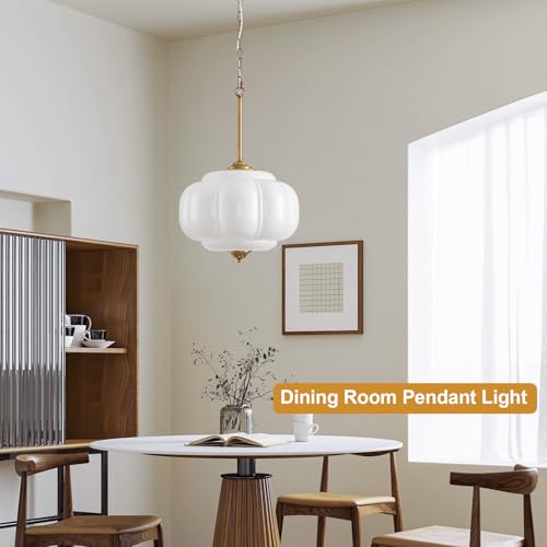 Pandaluna Milk Glass Light Fixture 15in Large Pendant Light Bulb Included by Pandaluna - Used condition - Image 6