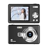 Lecreatekit Digitalkamera 96MP 1080P FHD Vlogging-Kamera mit 16X Zoom, 2,4 Zoll IPS Bildschirm, Autofokus Kompaktpunkt und Schießen für Reiseschüler (Schwarz)