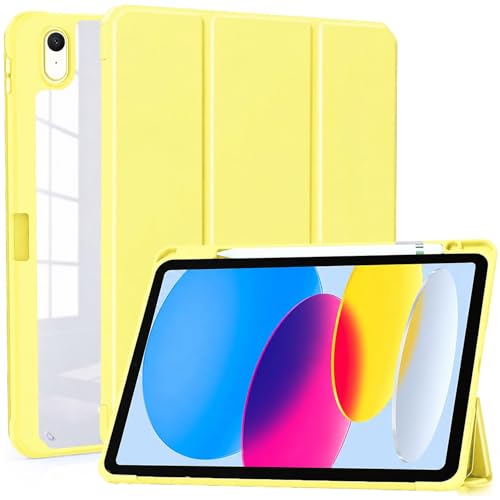 Image of ProElite Case Cover for Apple iPad (A16) 11th /10th Generation (2025 /2022), Transparent case Cover with Pencil Holder for iPad 11th /10th Gen 2025 /2022, Yellow