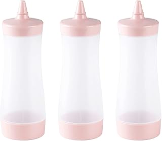IMIKEYA 3 Botellas De Plástico Para Salsa Ketchup Mostaza Fácil De Verter y Etiquetar