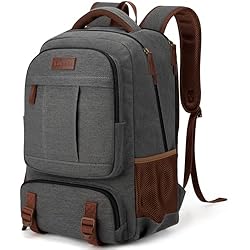 Tzowla Canvas Laptop Backpack, Bag for Men Women,Travel Work Rucksack Fits 15.6 Inch Laptop, Large Capacity Bookbag(Dark Grey)