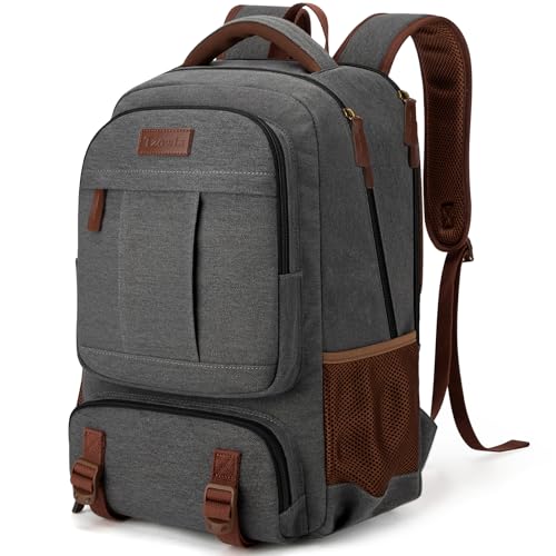 Tzowla Canvas Laptop Backpack, Bag for Men Women,Travel Work Rucksack Fits 17.3 Inch Laptop, Large Capacity Bookbag(Dark Grey) by Tzowla - Used condition - US$51.52