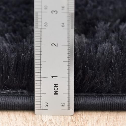 Fluffy Rug Flame Resistant 5x7 Feet, Black Throw Rugs for Living Room, Ultra Soft Shag Fuzzy Plush Carpets Indoor