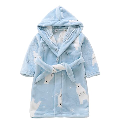 Huakunda Bademantel Kinder mit Kapuze Flanell Morgenmantel kuschelig warmen und weichen Hoodie Roben für Jungen Mädchen 3-7Jahre (as3, age, 4_years, regular, Bär) Cover