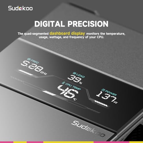 Sudokoo SK700V Cpu Air Cooler : AM5 Exclusive CPU Cooler with Digital Display - 7 Heatpipes PC Cooler, Single Tower, Slide-In Mounting, Full RAM Freedom, 120mm PWM Quiet Fan, 5 Years Warranty - Image 2