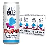 Wild Bill’s Blue Raspberry Ring Pop Craft Soda Pop Soft Drinks – Pure Cane Sugar, No HFCS, Caffeine Free, Vegan, Gluten Free, Low Sodium, Lightly Carbonated - 12 Oz Cans 12 Pack
