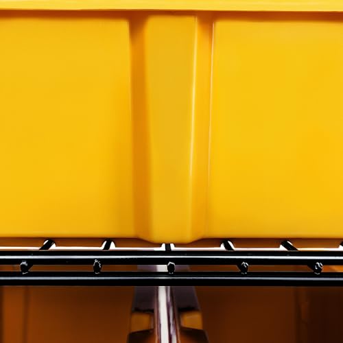 Image of 8-Tier NSF 24-Bin Steel Wire Shelving Rack, 36 inchW x 14.25 inchD x 63.5 inchH, Yellow | 24 slide-out bins with tilt-lock design keep supplies organized and accessible