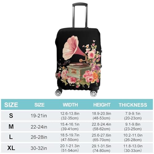 Phonograph Musical Notes Flowers Luggage Covers Washable Travel Suitcase Cover Elastic Baggage Protector2