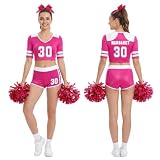 Personalisierte Cheerleader Kostüm Damen, Crop-Top mit Shorts Outfit, Maßgeschneidert mit Name Und Nummer, für Cheerleading Training Fußball(B-8