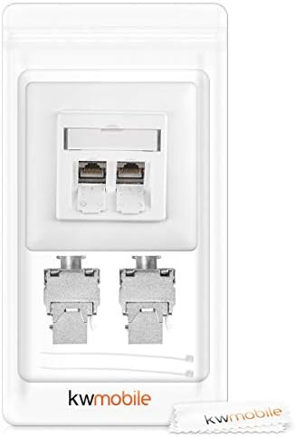 kwmobile Cat6a RJ45 Wall Plate Set - Set of 4x Keystone Jack and 2x 2 Port Ethernet Wall Plate, RJ45 Connector Jacks, Shielded Keystone Jacks