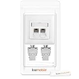 kwmobile Cat6a RJ45 Wall Plate Set - Set of 4x Keystone Jack and 2x 2 Port Ethernet Wall Plate, RJ45 Connector Jacks, Shielded Keystone Jacks - Image 7
