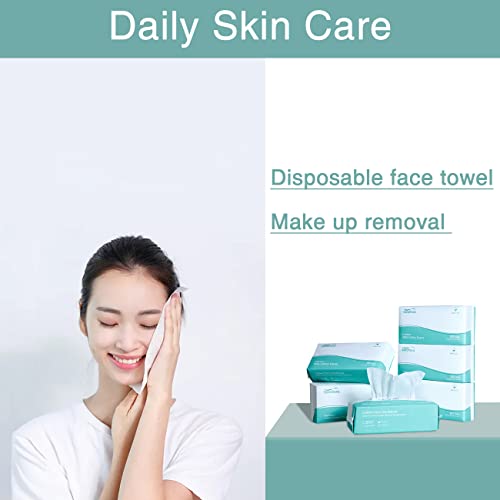 Saraflora 100% Cotton Facial Tissue Soft Dry Wipe 6 Pack, Use for Sensitive Skin Disposable Face Towel Extra Thick Dry and Wet Use Disposable Cotton Tissues for Washing Face Makeup Wipes（600 Count ） - Thumbnail 5