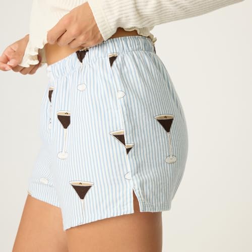 PJ Salvage Short feminino para dormir feliz ano novo para ele e para ela, Bluestone, M