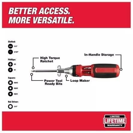 48-22-2322 For Milwaukee Tool 9-In-1 Square Drive Ratcheting Multi-Bit Driver