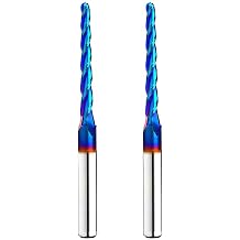 2PCS BRB228 Milling Cutters Ball Nose Solid Carbide Up Cut CNC Spiral Bits NACO Coated 2D 3D Carving Router Bit 1.0Deg with 1/8 Inch Cutting Dia