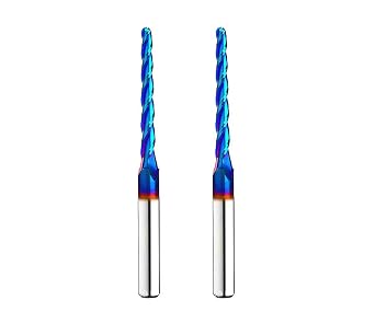 2PCS BRB228 Milling Cutters Ball Nose Solid Carbide Up Cut CNC Spiral Bits NACO Coated 2D 3D Carving Router Bit 1.0Deg with 1/8 Inch Cutting Dia