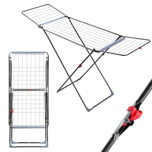KADAX Séchoir à Linge Pliant 171 x 54 x 100 cm, Grand Etendoir à Linge pour Un Séchage Efficace et Pratique de Vos Vêtements d'Intérieur (Anthracite Plus)