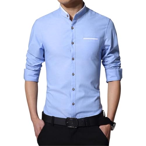 Chemise col mandarin homme sans repassage, fini les plis avec cette coupe slim de mi-saison
