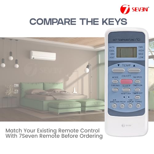 Image of 7SEVEN Compatible Air Conditioner remotes for Original Voltas AC Remote Control Suitable for 1 1.5 2 ton Split or Window ac - Match Exactly with Old Model 12 Remote for Better Performance