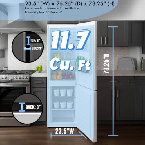 Summit 24" Bottom Freezer Refrigerator, Counter Depth Refrigerator- Freezer, Energy Star, White - FFBF121W (Right Hand Door) on Fridge.com