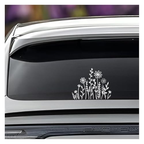 DUSCOKE Wildflowers Boho Car Vinyl Sticker Decal, Fun Waterproof Auto Window Decals Present for Plant Lover, Floral Vehicle Bumper Decorative Accessories for Laptop, Luggage, Helmet (1PCS)