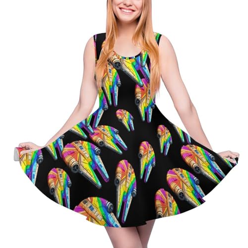Il mini abito è un abito senza maniche, senza maniche, sopra il ginocchio, senza maniche, che mostra una vita perfetta e belle gambe.