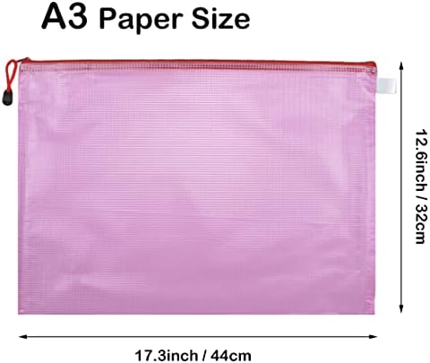 5 Pcs Plastic Wallets A3 File Folder Document Zipper Bags A3 Zip Bag (44cm x 32cm)