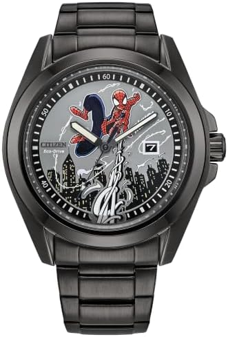 シチズン メンズ エコドライブ スパイダーマン:43mm グレーケース&ブレスレット(AW1437-61W)