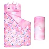 GOPHRALOVE Toddler Nap Mat with Removable Pillow and Blanket Dream Unicorns Kids Sleeping Bag with Pillow Reinforced Stitching Machine-Washable, Soft Nap Mats for Daycare, Travel, Camping 53"x21"