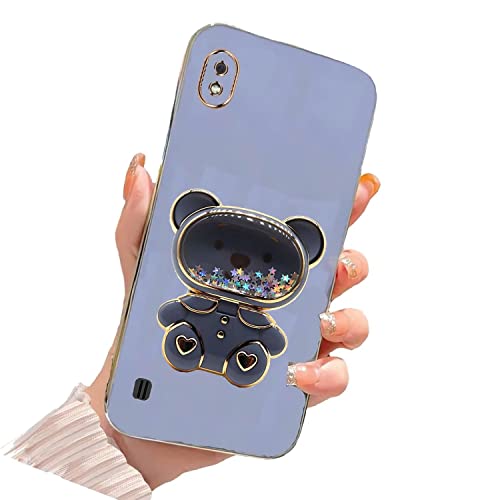 Tivenfezk Nadoli pour Samsung Galaxy A10 Sable mouvant Ours Béquille Coque,Ultra Mince Placage Pliant Maquillage Supporter Silicone Flexible Paillette Housse Étui de Potection