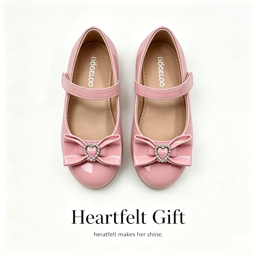 BOGELOO Toddler Girls Flats Mary Jane Flower Girls Dress Shoes School Wedding Party Shoes(Pink,13) by BOGELOO - Used condition - Image 3