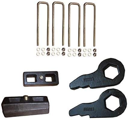 QSA 1" - 3" Keys + 2" Blocks + U-Bolts - Compatible 2000-2010 CHEVY GMC 1500HD 2500HD 3500HD Silverado Sierra Fits RPO Codes FK2-FK3, FF6-FF7, FF8-FF9 Codes in Glove box!
