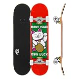 Enuff Lucky Cat, skateboard completo da 20,3 x 81,3 cm, con tavola in acero a 7 strati e componenti di alta qualità: camion Decade Pro, ruote XX da 53 mm, cuscinetti ABEC-9, nastro antiscivolo con