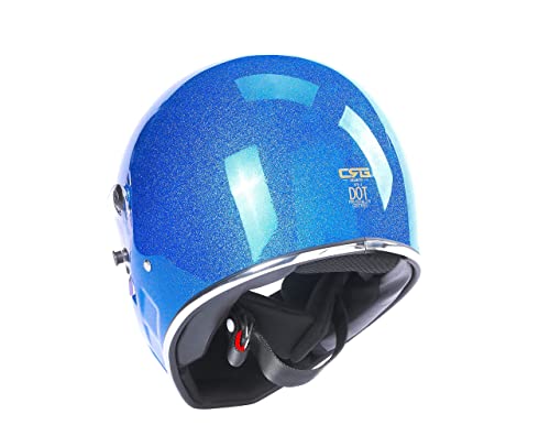 Crg Full-Face Motorcycle Street Bike Fiberglass Helmet Dot Certified Atv-1 - Parent (Large, Blue) #TOP3