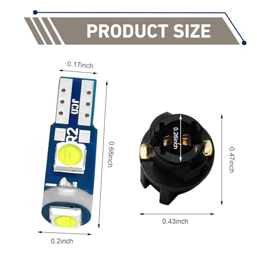 20 Bombillas LED T5 para Auto, Luz Blanca miniatura 2