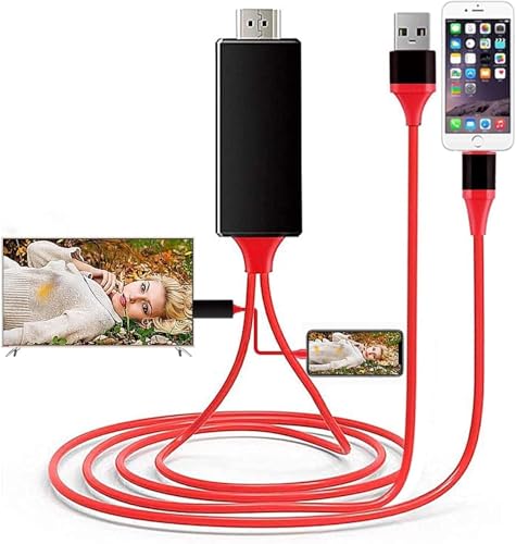 Image of [Apple MFi Certified] Lightning to HDMI Cable Adapter for iPhone 1080P Red