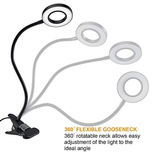 image for Clip Light Reading Lights - QQAPPU 24 LED Clamp-on Desk Lamp with 3 Co