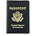 US Passport Real Genuine Leather Cover Case Holder Black Wallet Protects Travel