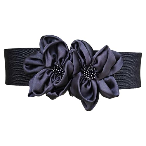 Flower Stretchy Wide Elastic Waist Belt,Fashion Skinny Floar Corset for Ladies Jeans Dresses Accessories