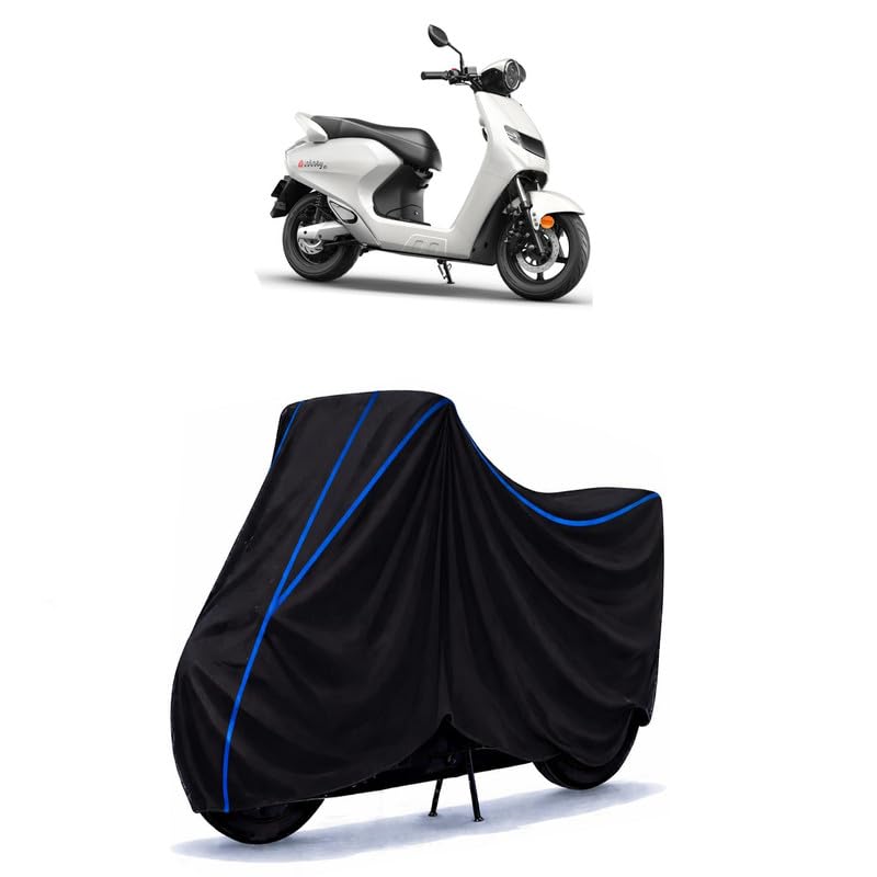 Image of Scooty Cover Water Resistant for Bounce Infinity E1 Bounce | Universal Scooter & Bike Cover | Heavy Duty UV Dust, Rain & Scratch Protection Weather Indoor Outdoor | Black with Blue Piping