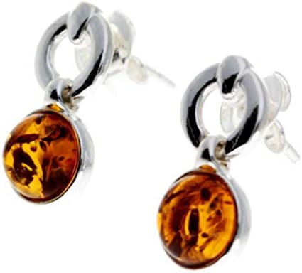 925 Argento Sterling E Vera Ambra Baltica Orecchini a Goccia - GL150
