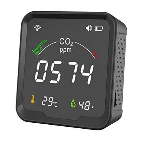 WLAN CO2 Messgerät, Raumluft Temperatur und Luftfeuchtigkeit, NDIR Luftqualität Raumluft Monitor, Tuya Smart 3 in 1 CO2 Melder, mit Digitalen CO2 Meter, Temperatur Luftfeuchtigkeit Tester für Indoor