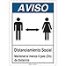 Sign 10X14, Spanish Notice Social Dist, Polyester Bl/Wh