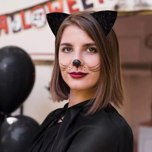 검은 고양이 귀 머리띠 글리터 고양이 귀 헤어밴드 할로윈 코스프레 파티 선물 — 사진 6